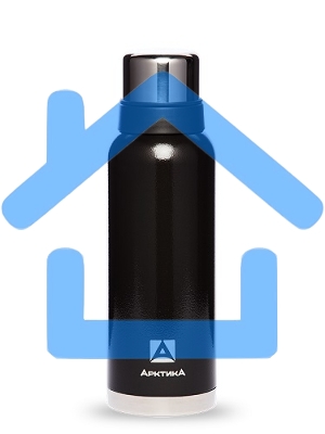 Термос Арктика 106-1200 черный, узкое горло 1,2 л, американский дизайн, антивандальное покрытие, две чашки, холод/тепло 32 ч