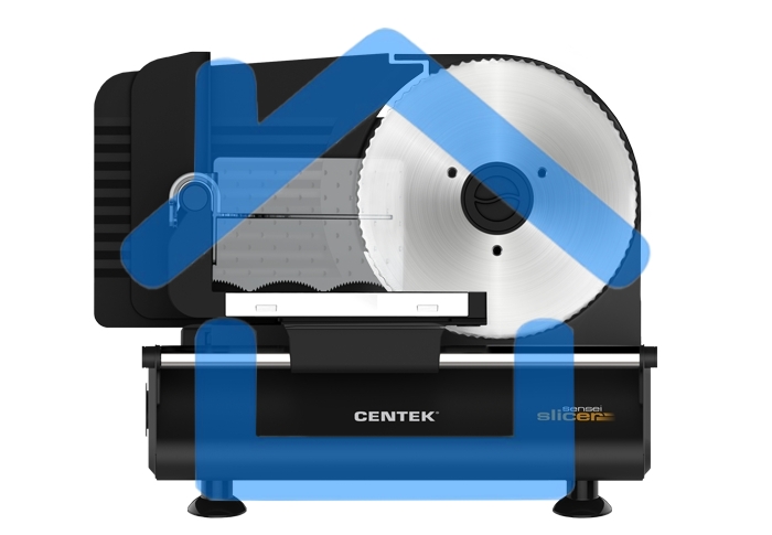 Ломтерезка Centek CT-1381 черный, 150 Вт толщина нарезки 3-20мм, съемная каретка, спец. держатель