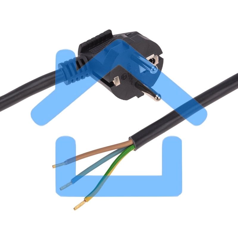 Шнур электрический с вилкой ПВС 3х1,5 мм2 2м черный Rexant