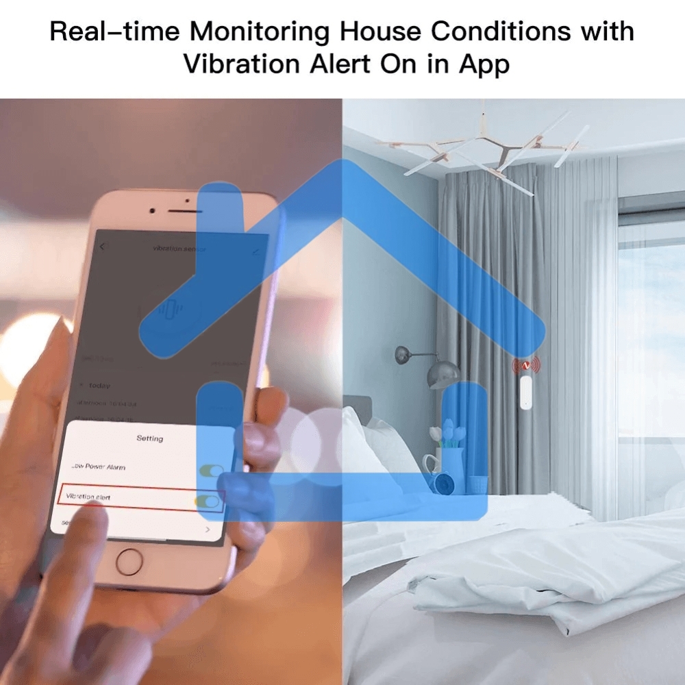 Датчик вибрации MOES Vibration Sensor ZSS-Z-VBR, Zigbee, AAA 2шт х 1.5 V