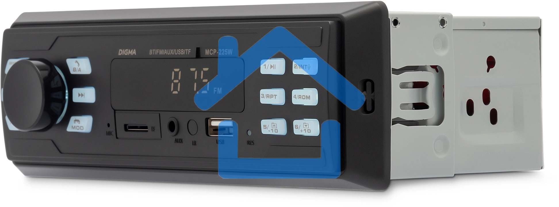 Автомагнитола Digma MCP-225W 1DIN 4x45Вт v5.0 AUX 2