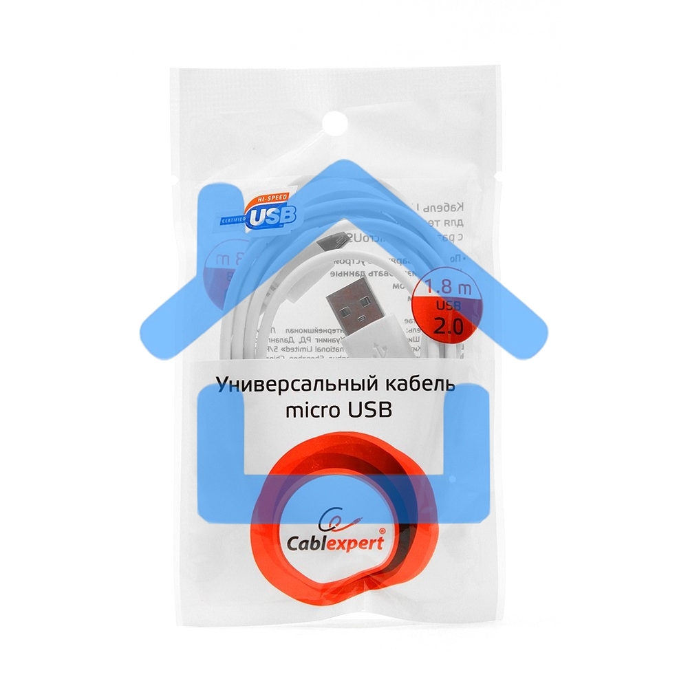 Кабель USB 2.0 Pro Cablexpert CC-mUSB2-AMBM-6W, AM/microBM 5P, 1.8м, экран, белый, пакет