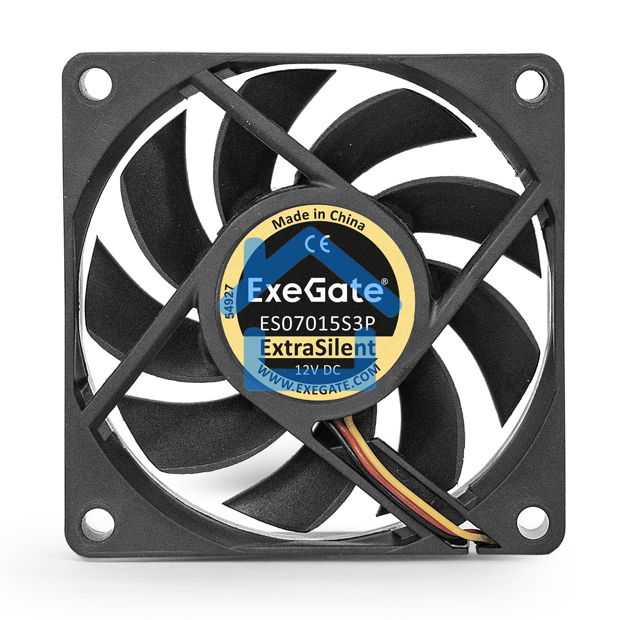 Вентилятор для корпуса ExeGate ExtraSilent ES07015S3P черный, 70 мм, 2000 об/мин, 18 дБ, 3 pin