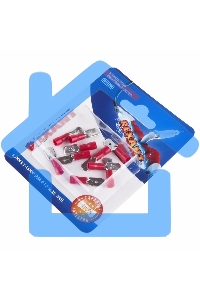 Клемма плоская Rexant, изолированная штекер - 6.3 мм, 0.5-1.5 мм², (РПи-п 1.5-(6.3) / MDD1.25-250), красный, в упак. 10 шт.