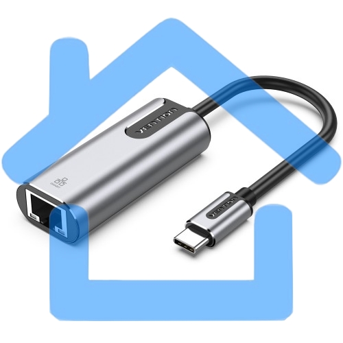 Адаптер Vention USB-C to Gigabit Ethernet Adapter 0.15M Gray Aluminum Alloy Type
