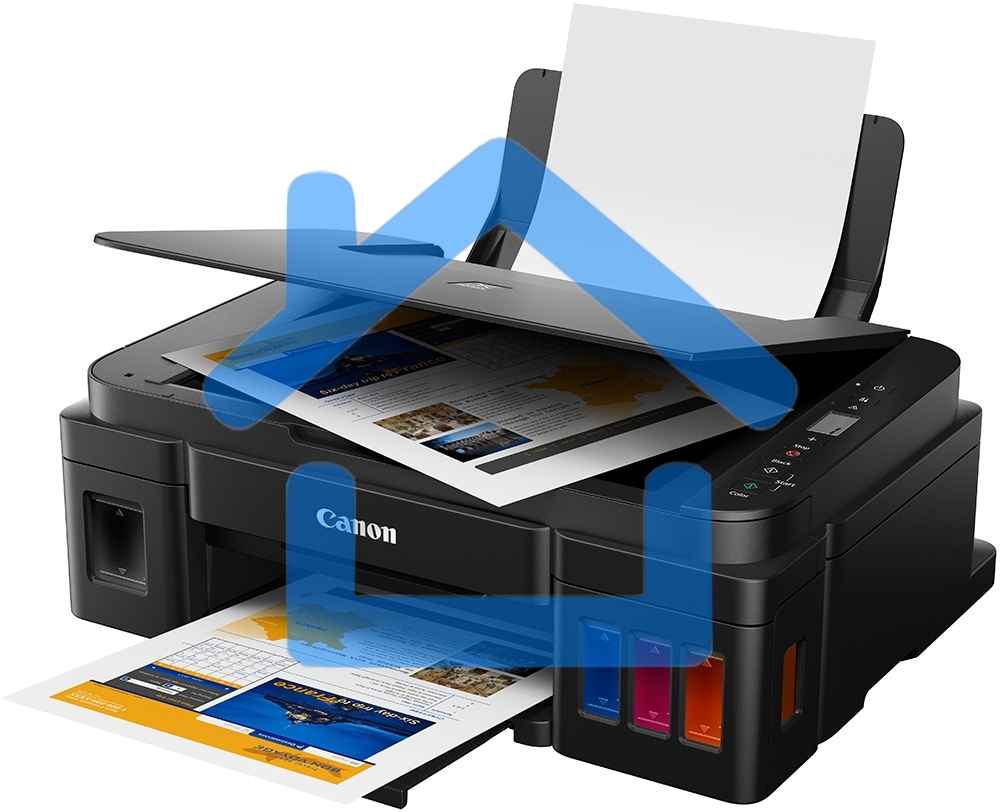 МФУ струйное Canon PIXMA G2410 (2313C009), A4, цветной, печ. 8.8 стр/мин (ч/б) 5 стр/мин (цвет), скан. до 19 стр/мин., 1200 x 4800 dpi (принтер) 1200x600dpi (сканер), USB