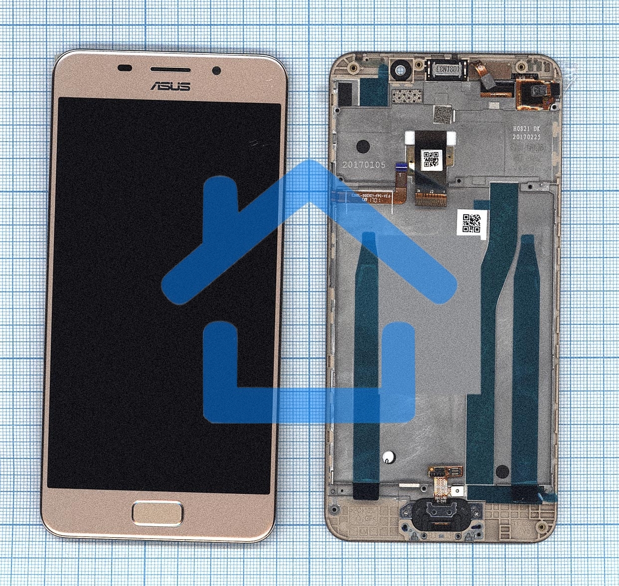 Дисплей для Asus ZenFone 3s Max ZC521TL золотой с рамкой