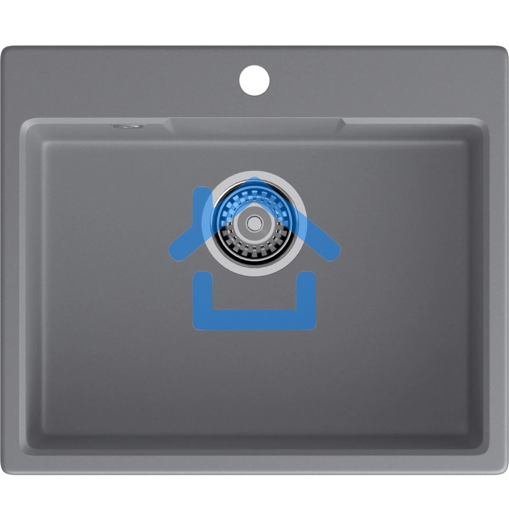 Мойка GRANFEST URBAN 658 1-чаша 580*490мм, монтаж: врезной, материал: кварц, темно-серый
