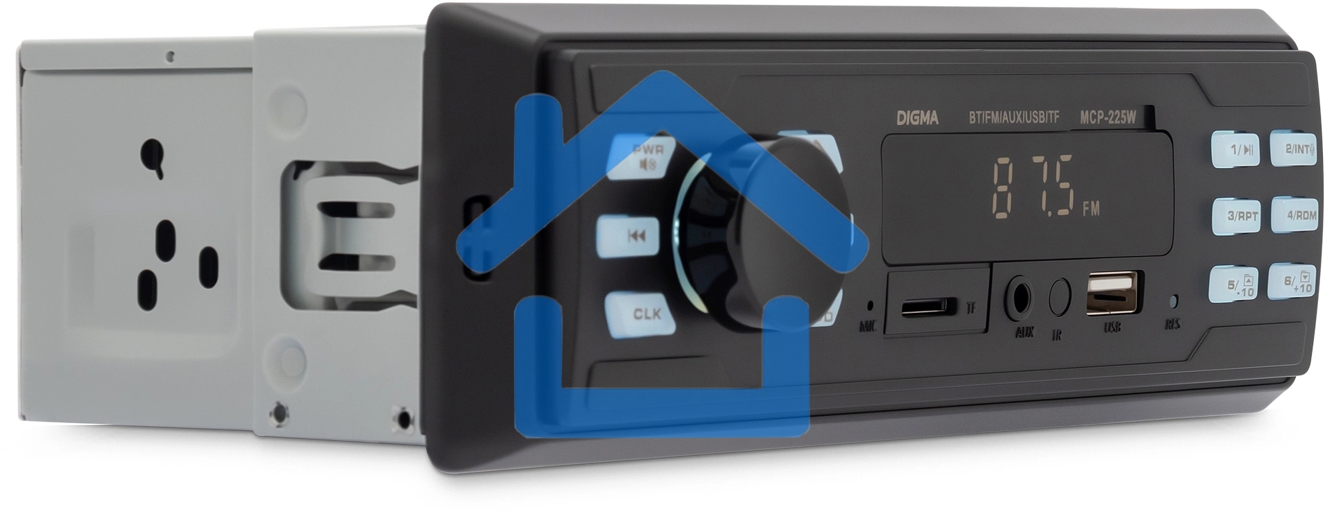 Автомагнитола Digma MCP-225W 1DIN 4x45Вт v5.0 AUX 2