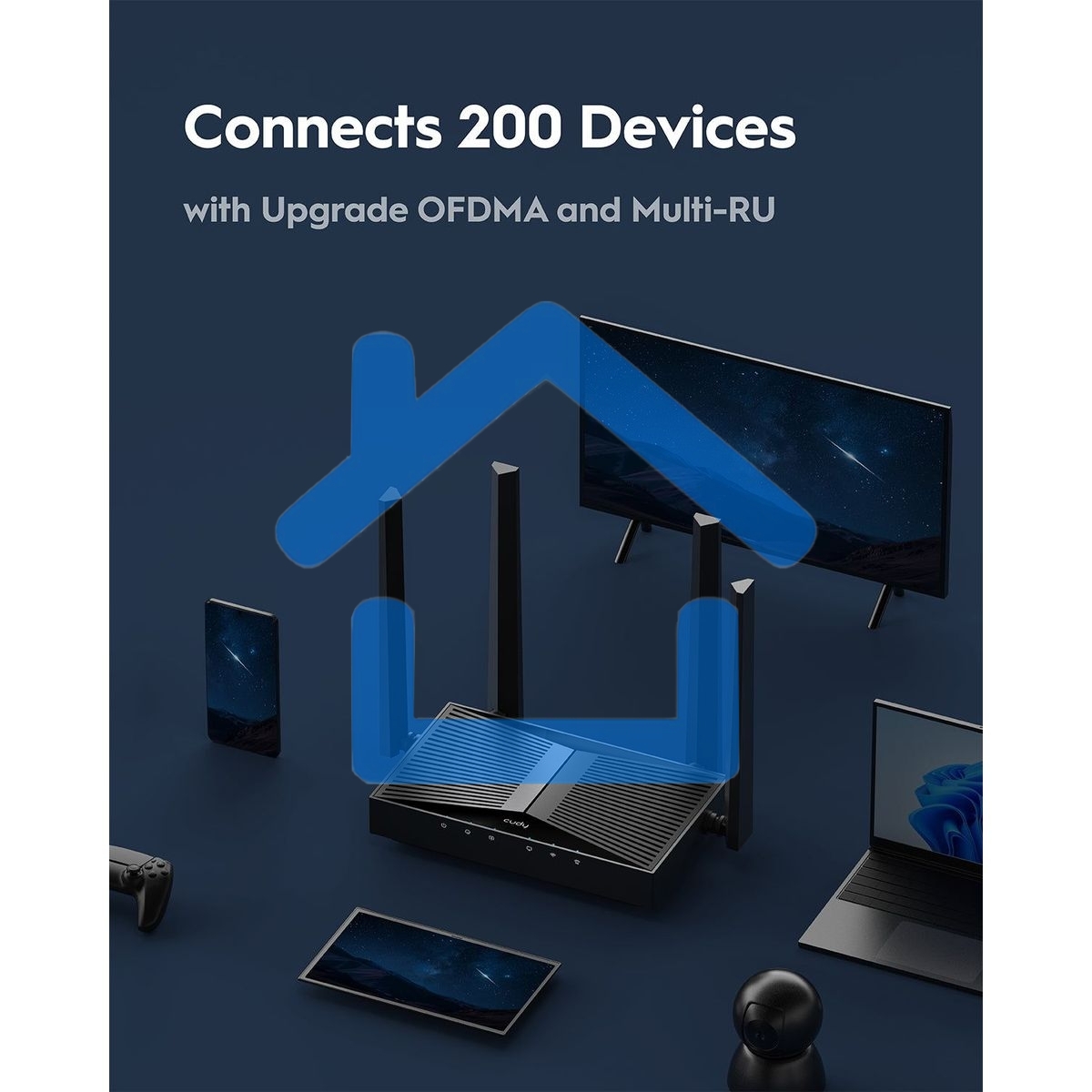 Маршрутизатор Cudy BE3600 Gigabit Dual Band Wi-Fi 7 Mesh Router, Chipset Broadcom, 802.11be/ax/ac/a/b/g/n, 2882Mbps at 5GHz + 688Mbps at 2.4GHz, 5 x 10/100/1000Mbps Ports, 4 x 5dBi fixed antennas, WiFi router/AP/ Repeater/WISP Mode, PPTP/L2TP/OpenVPN/Wire