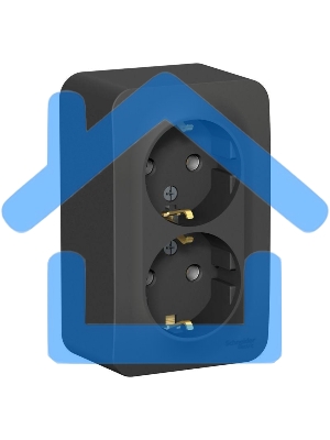 Розетка 2-м ОП BLANCA 16А 250В без шторок c заземл. изол. пласт. антрацит SchE BLNRA010216