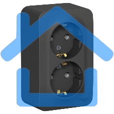 Розетка 2-м ОП BLANCA 16А 250В без шторок c заземл. изол. пласт. антрацит SchE BLNRA010216 Розетка 2-м ОП BLANCA 16А 250В без шторок c заземл. изол. пласт. антрацит SchE BLNRA010216