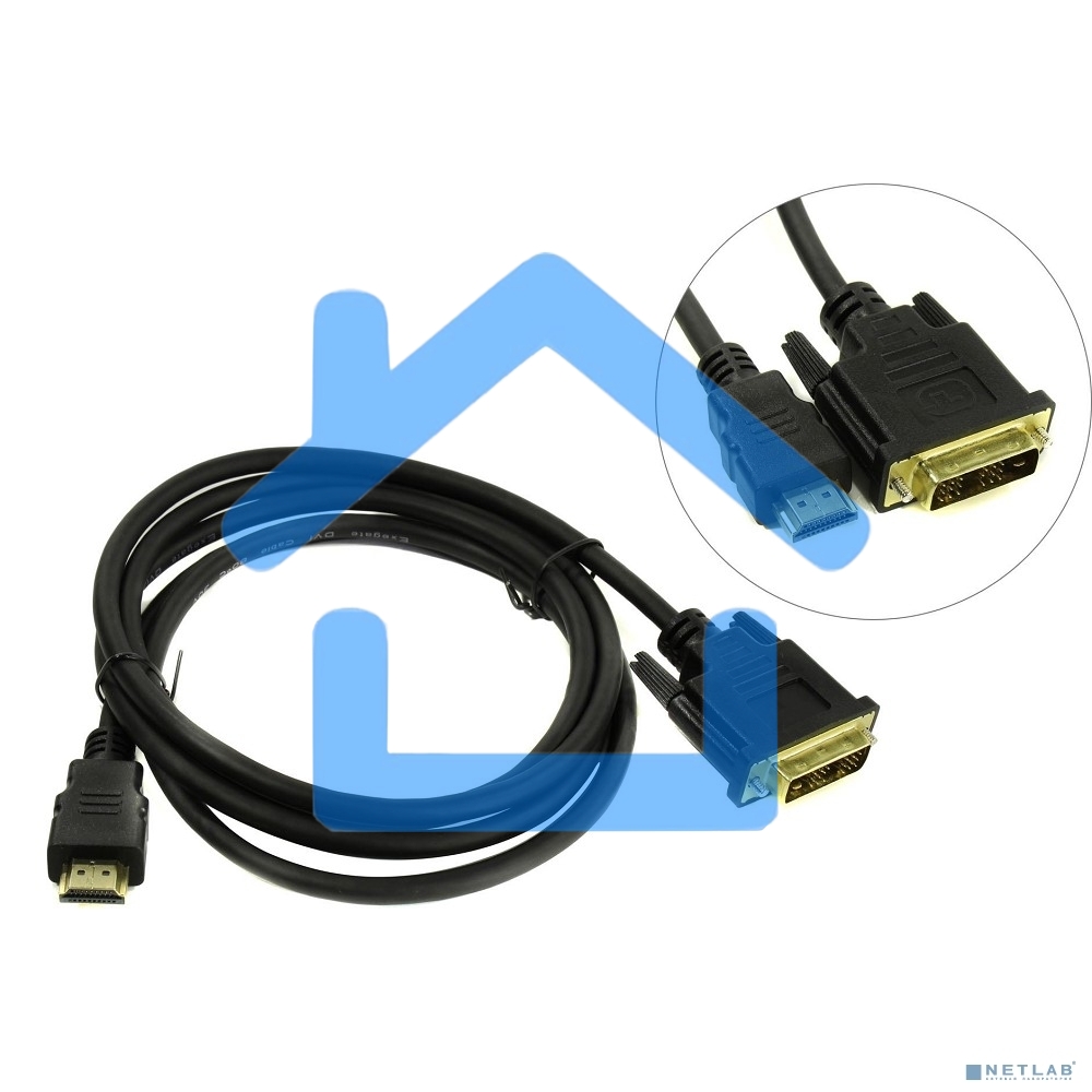 Кабель ExeGate EX284894RUS HDMI-DVI ExeGate EX-CC-HDMIM-DVIM-3.0 (19M/19M, single link, 3м, позолоченные контакты)