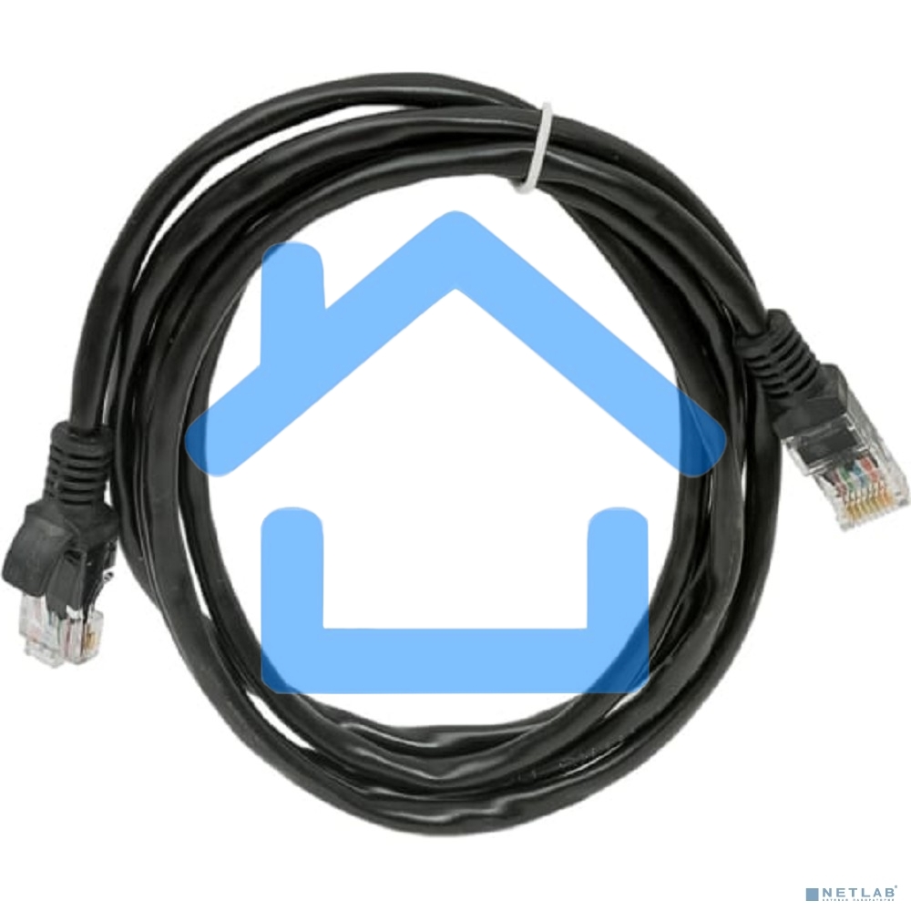 Патч-корд UTP Cablexpert PP12-1.5M/BK кат.5e, 1.5м, литой, многожильный черный