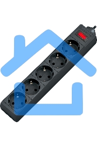 Сетевой фильтр Defender ES, 5.0м, 5 розеток, черный