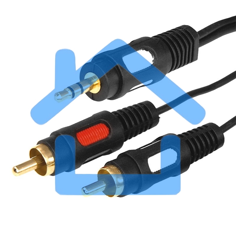 Шнур Стерео 3,5 мм - 2 RCA, длина 3 мeтра (GOLD) Rexant