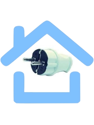 Вилка прямая с заземлением белая MAKEL 10002