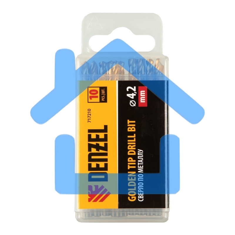 Сверло по металлу, 4,2 мм, HSS-Tin, Golden Tip, 10 шт. Denzel