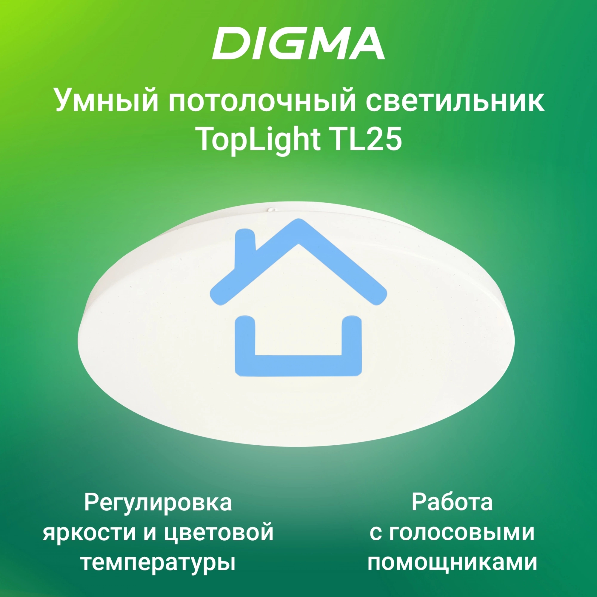 Умный светильник Digma TopLight TL25 потолоч. белый (TL25)