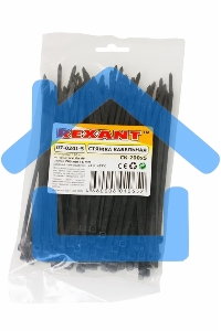 Хомут-стяжка кабельная нейлоновая Rexant 200 x4,8 мм, черная, упаковка 100 шт.