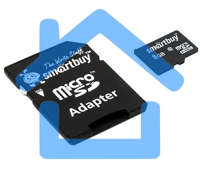Флеш карта microSD 8Gb, Smartbuy microSDHC Class 10 (SD адаптер)