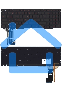Клавиатура для ноутбука Asus GL753 FX553VD черная с красной подсветкой (узкий шлейф подсветки)