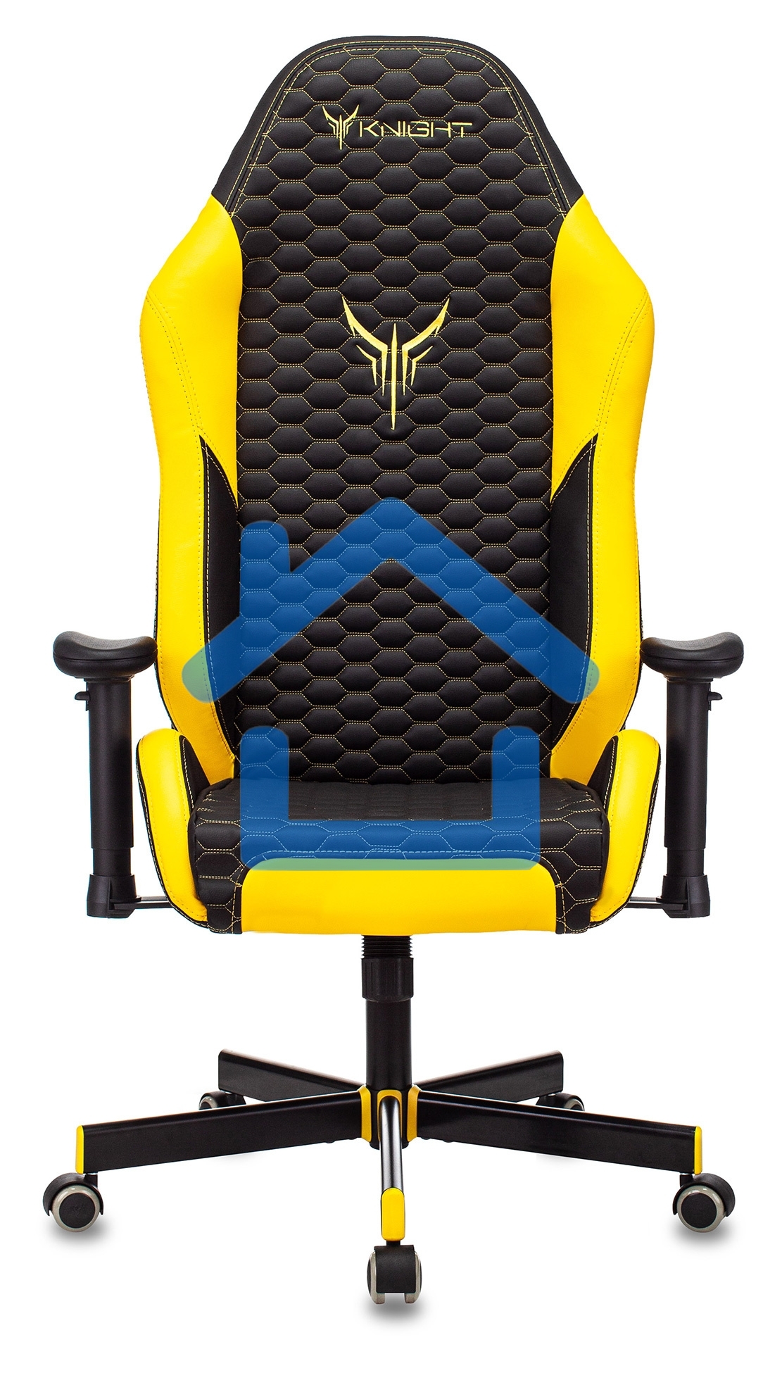 Кресло игровое Knight Neon черный/желтый соты эко.кожа с подголов. крестовина металл
