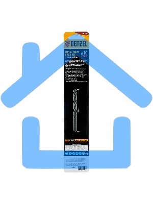 Сверло спиральное по металлу Denzel 10 х 184 мм, Р6М5, Golden Tip, удлиненное