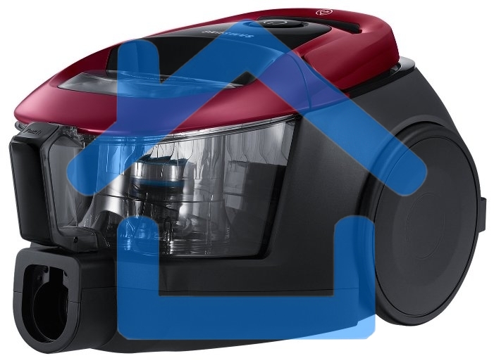 Пылесос Samsung VC18M31A0HP бордовый/черный, 380/1800 Вт, уборка сухая, пылесборник контейнер 2 л