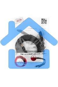 Кабель Cablexpert HDMI CC-HDMI4F-6, 19M/19M, v2.0, медь, позол.разъемы, экран, плоский кабель, 1.8м, черный, пакет