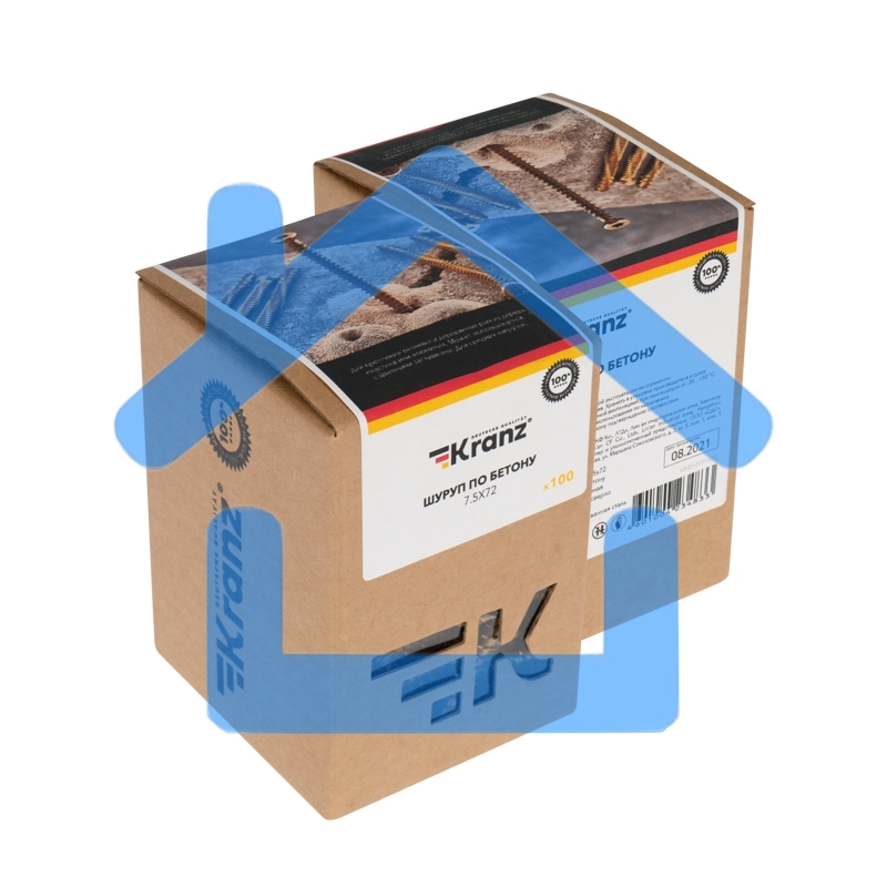 Шуруп по бетону KRANZ 7.5х72, короб (100 шт./уп.)