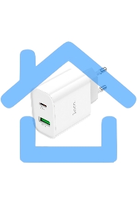 Сетевое зарядное устройство HOCO C80A Rapido 1xUSB + 1xUSB-C, 3.1A, 20W, белый