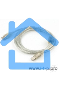 Кабель USB2.0 Cablexpert CCF-USB2-AMBM-TR-15, AM/BM, медь, двойн.экран, фер.кольцо, Pro, 4.5м, прозрач, пакет