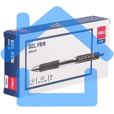 Ручка гелевая Deli EQ10420 авт. 0.5мм резиновая манжета прозрачный, черные чернила