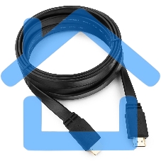 Кабель Cablexpert HDMI CC-HDMI4F-10, 19M/19M, v2.0, медь, позол.разъемы, экран, плоский кабель, 3м, черный, пакет