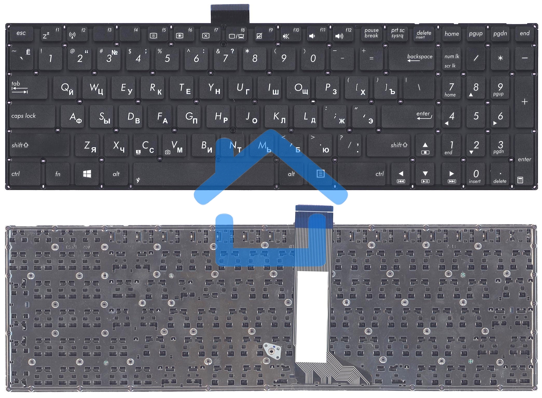 Клавиатура для ноутбука Asus X502 X502CA X502C черная (плоский Enter)