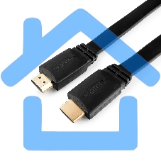 Кабель Cablexpert HDMI CC-HDMI4F-10, 19M/19M, v2.0, медь, позол.разъемы, экран, плоский кабель, 3м, черный, пакет