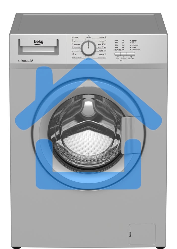 Стиральная машина Beko WRE 65P1 BSS серебристый, загрузка фронтальная 6 кг, 1000 об/мин., класс: А