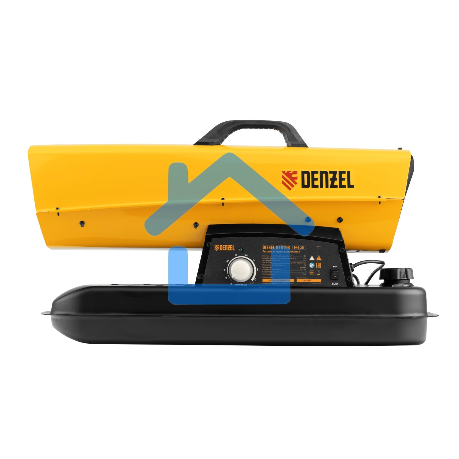 Дизельная тепловая пушка Denzel DHG-25i, 25 кВт, 600 м3/ч, прямой нагрев, термостат