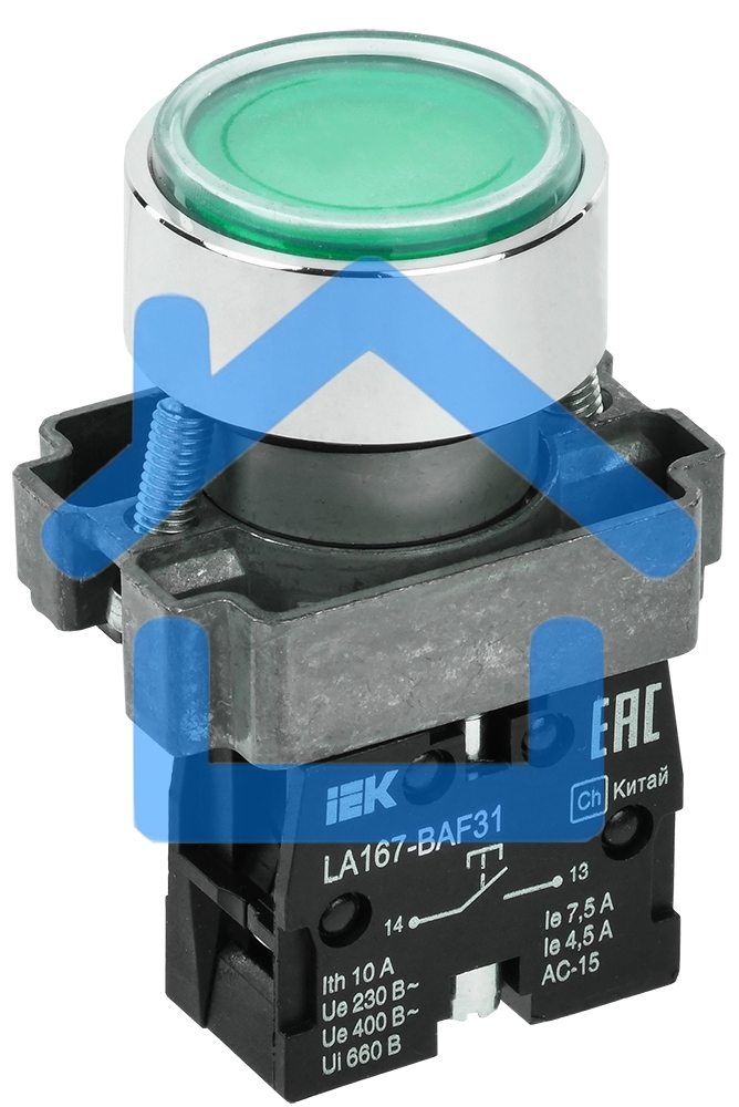 Кнопка IEK LA167-BAF31 d=22мм 1з зеленая