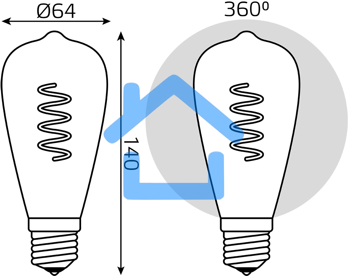 Лампа филам. Gauss Filament ST64 6Вт цок.:E27 эдисон 220B св.свеч.белый теп. (упак.:10шт) (157802006)
