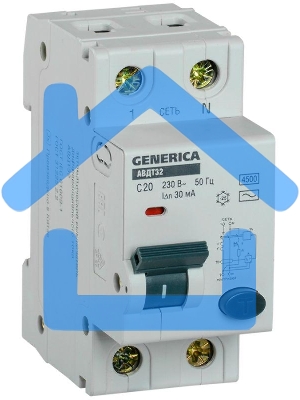 Выключатель автоматический дифференциального тока Iek MAD25-5-020-C-30 АВДТ 32 C20 - GENERICA