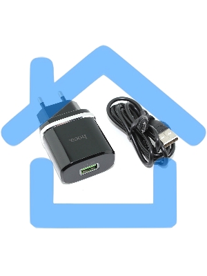 Блок питания (сетевой адаптер) HOCO С12Q Smart QC3.0, кабель Micro USB, USB, 5V, 3.0A, черный