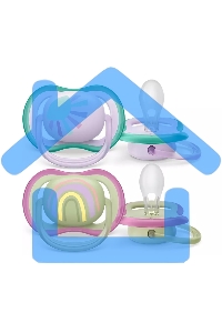 Пустышка Philips Avent ultra air, солнышко/радуга, для девочек, 0-6 мес., 2 шт.