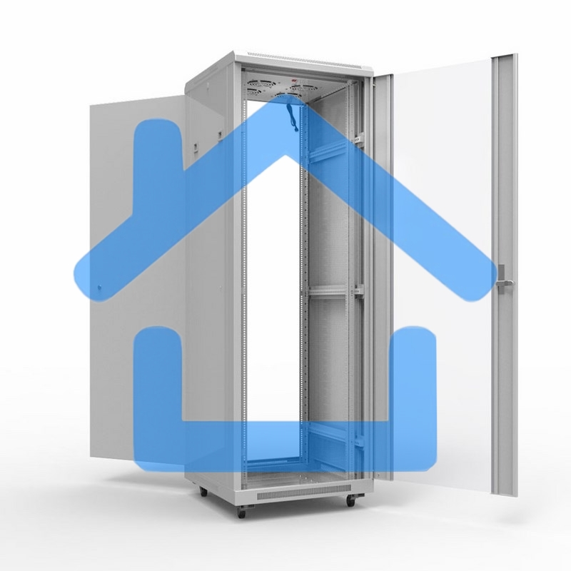 Напольный шкаф Rexant серии Standart 42U 600х800 мм, передняя дверь стекло, задняя дверь металл, RAL 7035 (состоит из 2 частей)