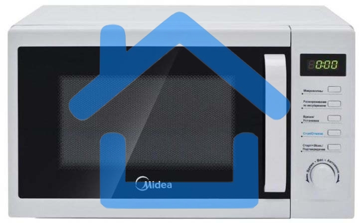 Микроволновая печь Midea AM820CUK-W белый, 20 л, 800 Вт, переключатели - поворотный механизм/кнопки