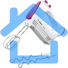 Миксер Bosch MFQ2210P, 375 Вт, белый/розовый, 4 скорости+ импульс.режим, 2 крюка+ 2 венчика