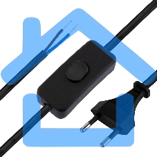 Сетевой шнур с выключателем 2х0,75 мм², 1,8 м черный Rexant