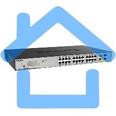 Неуправляемый коммутатор D-Link DGS-1026MP/B2A с 24 портами 10/100/1000Base-T, 2 комбо-портами 100/1000Base-T/SFP (24 порта PoE 802.3af/at, PoE-бюджет 370 Вт)