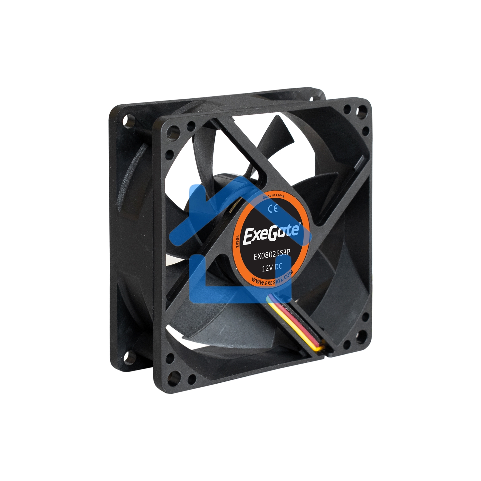 Вентилятор для корпуса ExeGate EX08025S3P черный, 80 мм, 2200 об/мин, 22.5 дБ, 3 pin